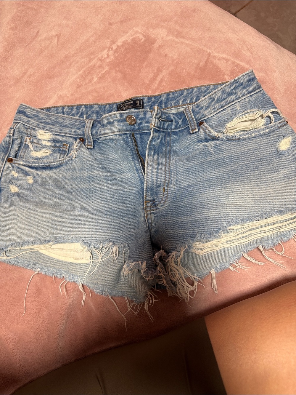 Abercrombie & Fitch Light Blue Distressed Denim Cutoff Shorts